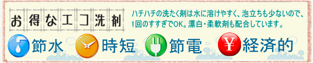ハチハチの洗たく剤はエコです。